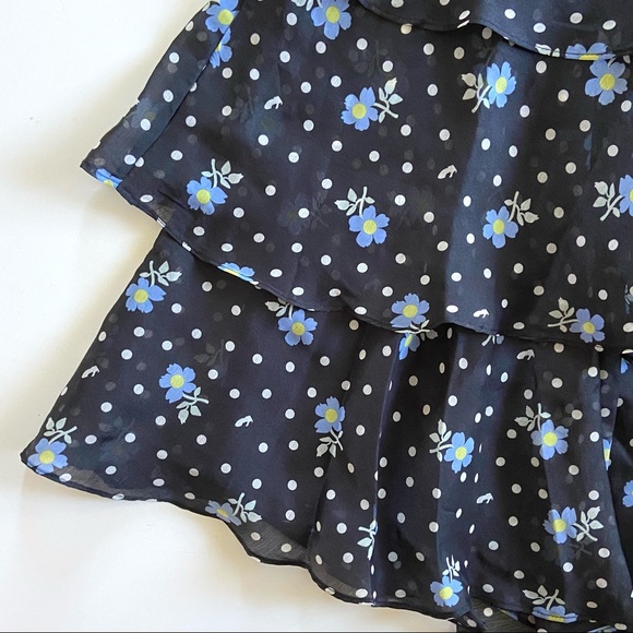 Sandy Liang x Target Black Floral Print Short Sleeve Tiered Ruffle Mini Dress - Picture 5 of 9